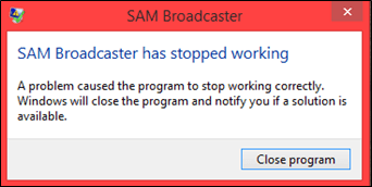 unable to connect to mysql database sam broadcaster 4.2.2